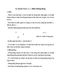 Lý thuyết Toán lớp 6: Điểm. Đường thẳng