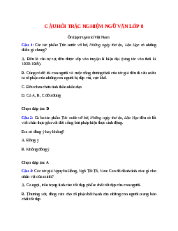 15 câu Trắc nghiệm Ôn tập truyện kí Việt Nam có đáp án 2023 - Ngữ văn 8