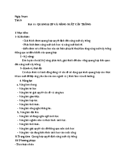 Giáo án Sinh học 11 Bài 11: Quang hợp và năng suất cây trồng mới nhất