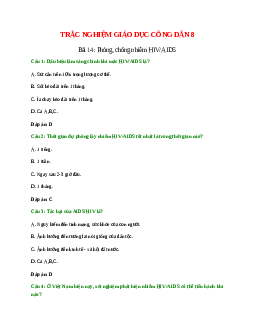 25 câu Trắc nghiệm GDCD 8 Bài 14 có đáp án: Phòng, chống nhiễm HIV/AIDS
