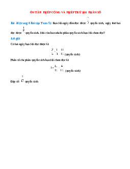 Bạn Hà ngày đầu đọc được 2/5 quyển sách, ngày thứ hai đọc được 1/3 quyển sách