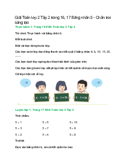 Giải SGK Toán lớp 2 Tập 2 trang 16, 17: Bảng nhân 5 | Chân trời sáng tạo