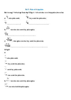 Viết cách đọc các số thập phân (theo mẫu): 5/10 : năm phần mười