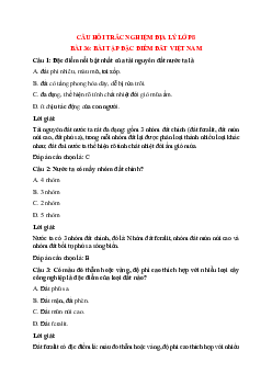28 câu Trắc nghiệm Địa lí 8 Bài 36 có đáp án 2023: Đặc điểm đất Việt Nam