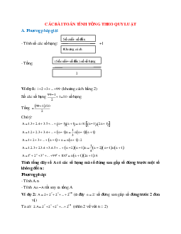 Phương pháp giải và bài tập về Các bài toán tính tổng theo quy luật đầy đủ chọn lọc