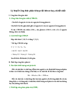 Lý thuyết Công thức phân tử hợp chất hữu cơ (mới 2023 + 15 câu trắc nghiệm) hay, chi tiết