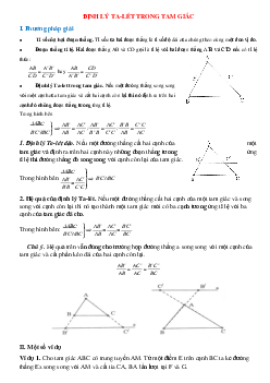 Định lý Ta-lét trong tam giác
