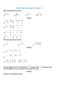Toán lớp 5 trang 10 Ôn tập: Phép cộng và phép trừ hai phân số