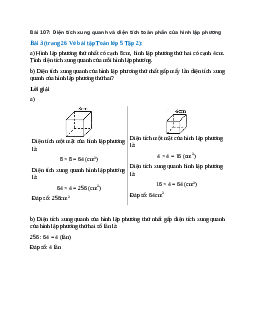 Hình lập phương thứ nhất có cạnh 8cm, hình lập phương thứ hai có cạnh 4cm