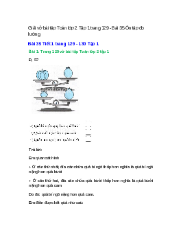 Vở bài tập Toán lớp 2 Tập 1 trang 129, 130, 131 Bài 35: Ôn tập đo lường | Kết nối tri thức