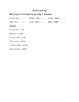 Tính nhẩm: 12,6 × 0,1