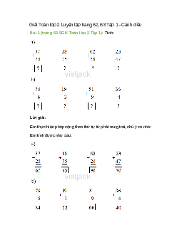 Giải SGK Toán lớp 2 Tập 1 trang 62, 63 Luyện tập  – Cánh diều