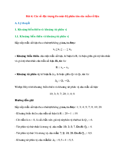 Lý thuyết Các số đặc trưng đo mức độ phân tán của mẫu số liệu (Chân trời sáng tạo 2024) hay, chi tiết | Toán lớp 10