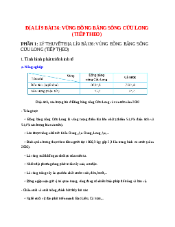 Lý thuyết Địa Lí 9 Bài 36 (mới 2023 + 15 câu trắc nghiệm): Vùng Đồng bằng sông Cửu Long (tiếp theo)