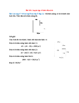 Một thửa ruộng có kích thước như hình bên. Tính diện tích thửa ruộng đó
