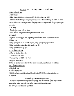 Giáo án Sinh học 9 Bài 17: Mối quan hệ giữa gen và ARN mới nhất - CV5512
