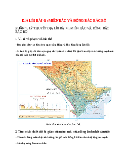 Lý thuyết Địa Lí 8 Bài 41 (mới 2023 + 11 câu trắc nghiệm): Miền Bắc và Đông Bắc Bắc Bộ