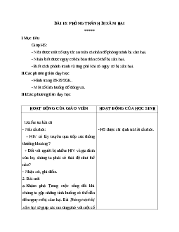 Giáo án khoa học 5 bài 18: Phòng tránh bị xâm hại mới nhất