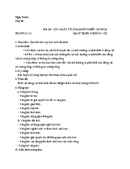 Giáo án Sinh học 11 Bài 38: Các nhân tố ảnh hưởng đến sinh trưởng và phát triển ở động vật mới nhất