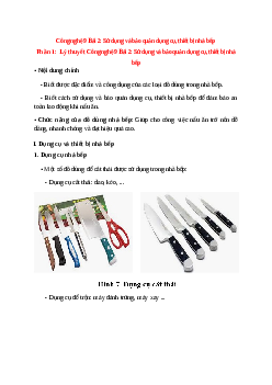 Lý thuyết Công nghệ 9 Bài 2 (mới 2024 + 10 câu trắc nghiệm): Sử dụng và bảo quản dụng cụ, thiết bị nhà bếp