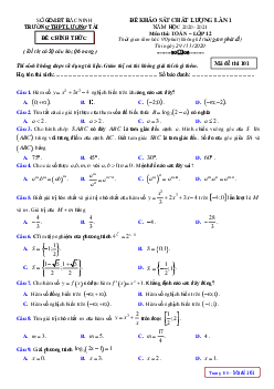 Đề khảo sát Toán 12 lần 1 năm 2020 – 2021 trường THPT Lương Tài – Bắc Ninh có đáp án