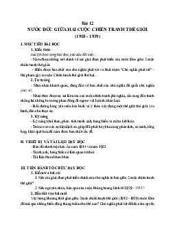 Giáo án Lịch sử 11 Bài 12 Nước Đức giữa hai cuộc chiến tranh thế giới mới nhất