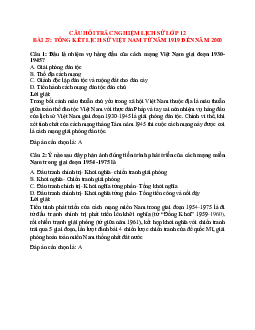 35 câu Trắc nghiệm Lịch sử 12 Bài 27 có đáp án 2023: Tổng kết lịch sử Việt Nam từ năm 1919 đến năm 2000