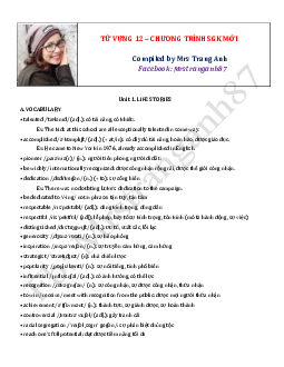 Tổng hợp từ vựng tiếng anh lớp 12 SGK mới