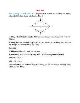 Trong hình thoi ABCD, AC và BD là hai đường chéo của hình thoi