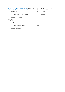 Điền chữ số hoặc số thích hợp vào chỗ chấm:   a + b