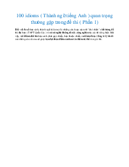 100 idioms quan trọng thường gặp trong đề thi đại học môn Tiếng Anh
