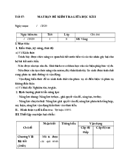 Giáo án Sinh học 8 Ôn tập giữa học kì 2 mới nhất