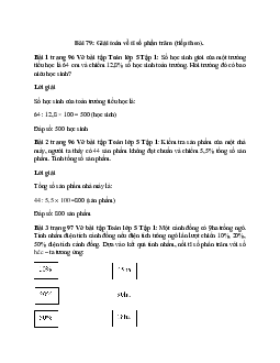 Vở bài tập Toán lớp 5 Tập 1 trang 96, 97 Bài 79: Giải toán về tỉ số phần trăm (tiếp theo)