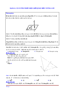 Phương pháp giải và bài tập về Cách tìm thiết diện liên quan đến vuông góc có đáp án