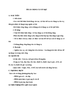 Giáo án Công Nghệ 8 Bài 20: Dụng cụ cơ khí mới nhất