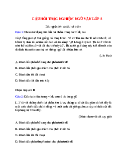 15 câu Trắc nghiệm Dấu ngoặc đơn và dấu hai chấm có đáp án 2023 - Ngữ văn 8