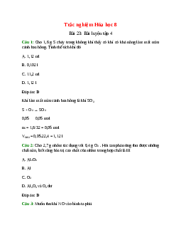 10 câu Trắc nghiệm Bài luyện tập 4 có đáp án 2024 – Hóa học lớp 8