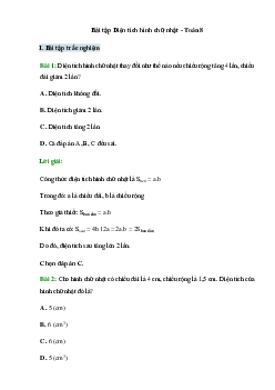 50 Bài tập Diện tích hình chữ nhật (có đáp án)- Toán 8