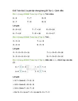 Giải SGK Toán lớp 2 Tập 1 trang 28 (Cánh diều): Luyện tập chung