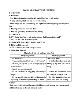 Giáo án Sinh học 9 Bài 61: Luật bảo vệ môi trường mới nhất - CV5512