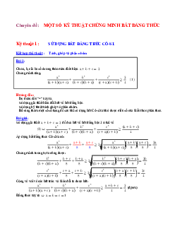 Một số kỹ thuật chứng minh bất đẳng thức hay nhất