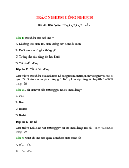 Trắc nghiệm Công nghệ 10 Bài 42 có đáp án: Bảo quản lương thực, thực phẩm