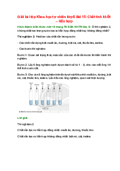 Ở thí nghiệm 2, những chất tan trong nước tạo ra hỗn hợp đồng nhất hay không đồng nhất