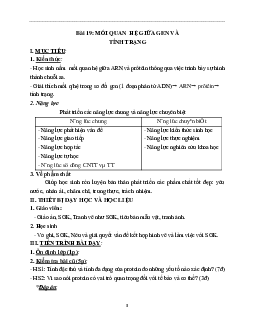 Giáo án Sinh học 9 Bài 19: Mối quan hệ giữa gen và tính trạng mới nhất - CV5555