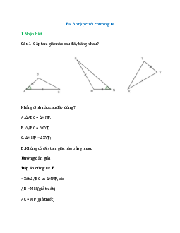 30 câu Trắc nghiệm Toán 7 Chương 4 (Kết nối tri thức) có đáp án: Tam giác bằng nhau