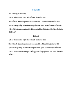 Bác Hồ sinh năm 1890. Bác Hồ sinh vào thế kỉ nào