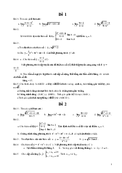 Bộ 12 Đề thi Cuối học kì 2 Toán lớp 11 chọn lọc