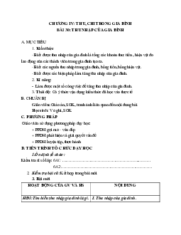 GIÁO ÁN CÔNG NGHỆ 6 BÀI 30: THU NHẬP CỦA GIA ĐÌNH MỚI NHẤT – CV5512