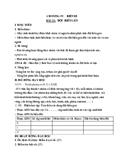 Giáo án Sinh học 9 Bài 21: Đột biến gen mới nhất - CV5512
