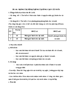 Giáo án Công Nghệ 7 Bài 46: Phòng trị bệnh thông thường cho vật nuôi mới nhất